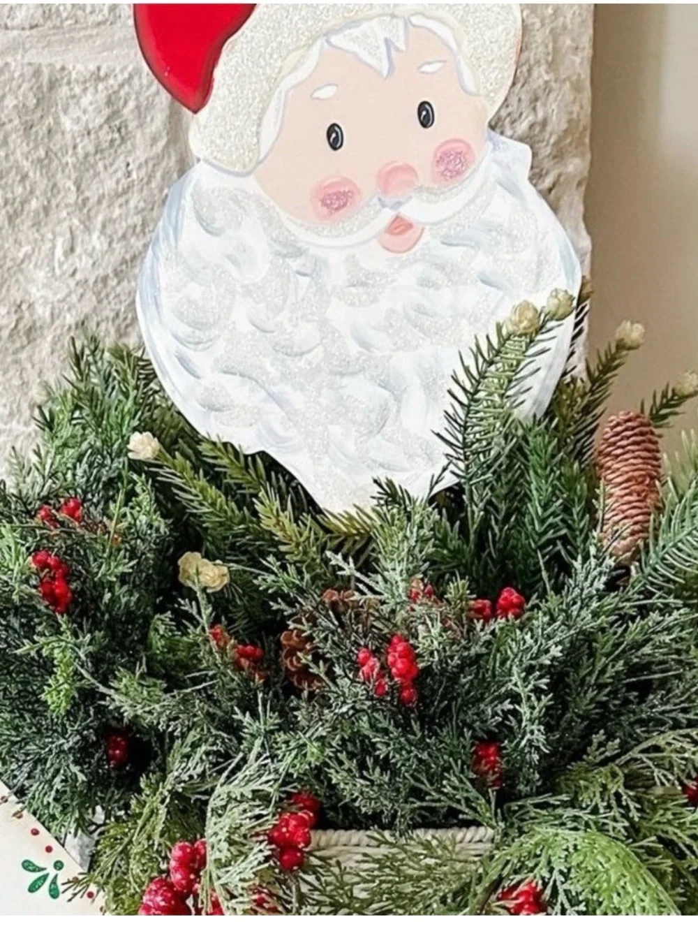 Classic Santa Holiday Metal Yard Stake - Red & White Christmas Decor